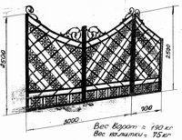 Каслинский литье - Ворота и калитки  Ворота ажурные В-04 с калиткой - border=